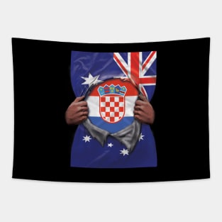 Croatia Flag Australian Flag Ripped Open - Gift for Croatian From Croatia Tapestry