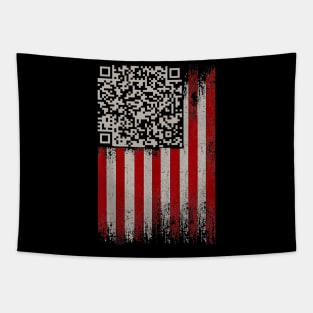 Funny QR Trump Dancing Dance Code American Flag Tapestry