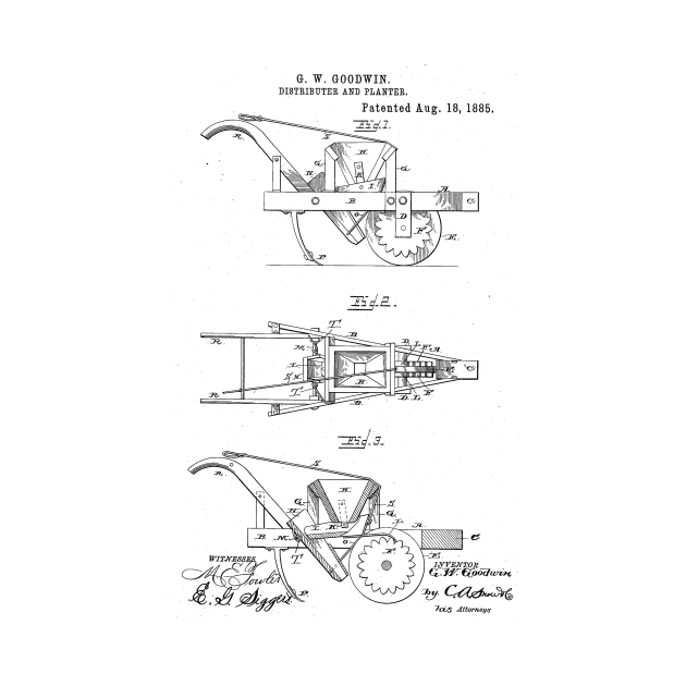 Distributor and Planter Vintage Patent Hand Drawing Funny Novelty Gift by TheYoungDesigns