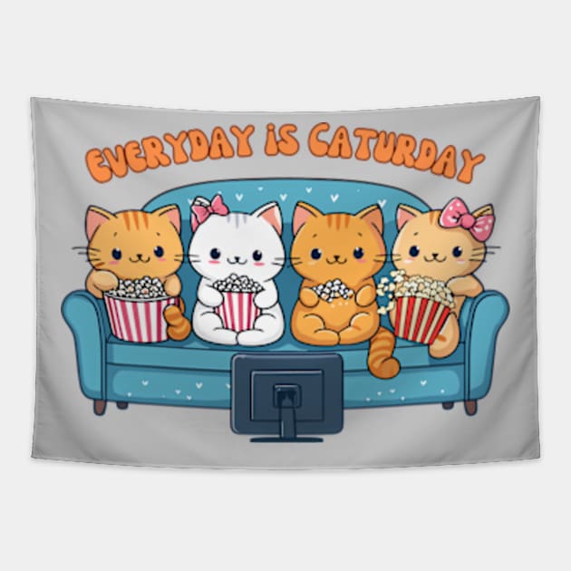 Kittens favorite day is Caturday Tapestry by BrisaArtPrints