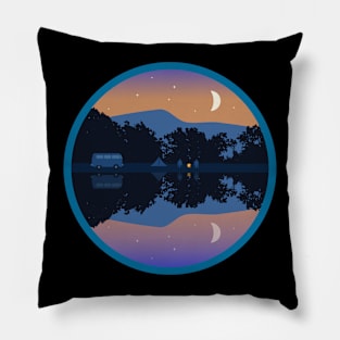 Moonlight Camping Landscape Pillow