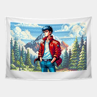 retro futuristic anime scene Tapestry