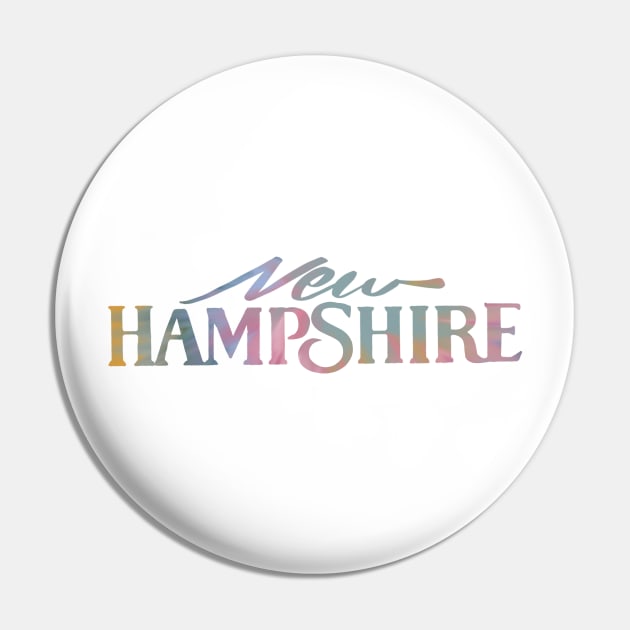 New Hampshire Tie Dye Vintage License Plate Design Pin by maccm