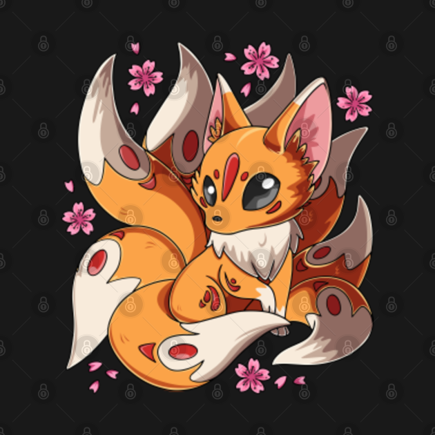 Kawaii Kitsune Fox Japanese Nine Tailed Fox Magical Creature - Kitsune ...