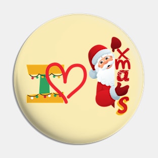 Cute santa - I LOVE xmas Pin