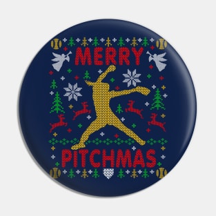 Fastpitch Pitcher Softball Ugly Christmas Sweater Party Pin