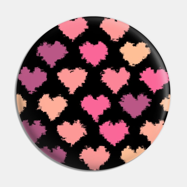 Pencil Stroke of Pixel Pink Hearts Pattern Pin by Peaceful Space AS