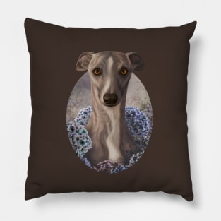 Whippet & Hydrangeas Pillow