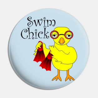 Swim Chick Text Pin