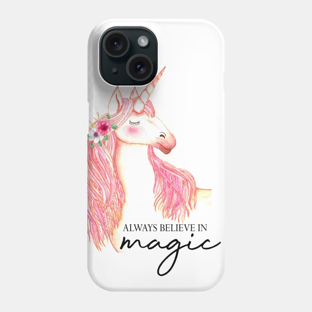 Always believe in magic, pink unicorn Phone Case by LatiendadeAryam
