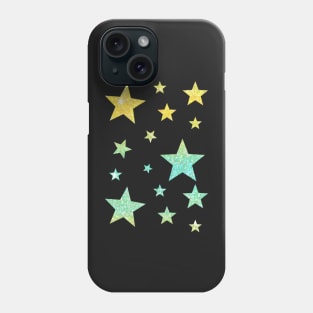 Teal Yellow Ombre Faux Glitter Stars Phone Case