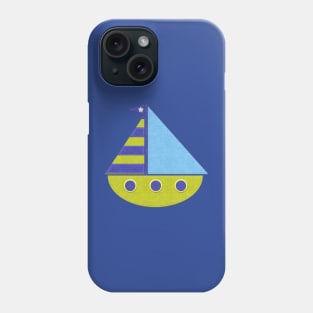 Cute Felt Look Sailboat Green and Blue Phone Case