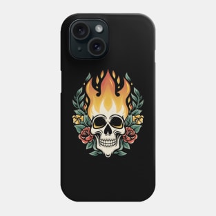 Eternal Fire Skull Art - Timeless Retro Tattoo Phone Case