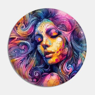 Psychedelic illustration of a woman Pin