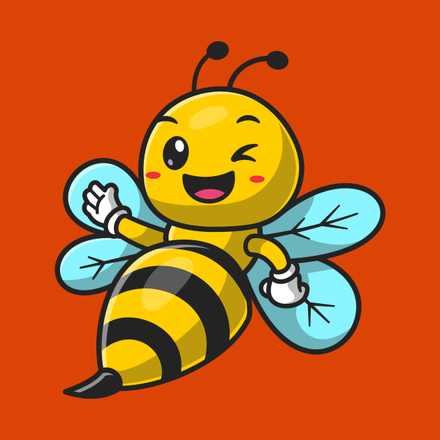 Cute Bee Waving Hand Cartoon by Catalyst Labs