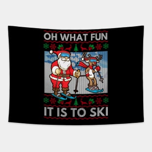 Ugly Christmas Sweater For Skiing Lovers Tapestry