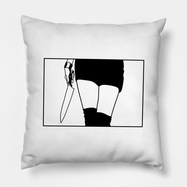woman with a knife Pillow by Antho