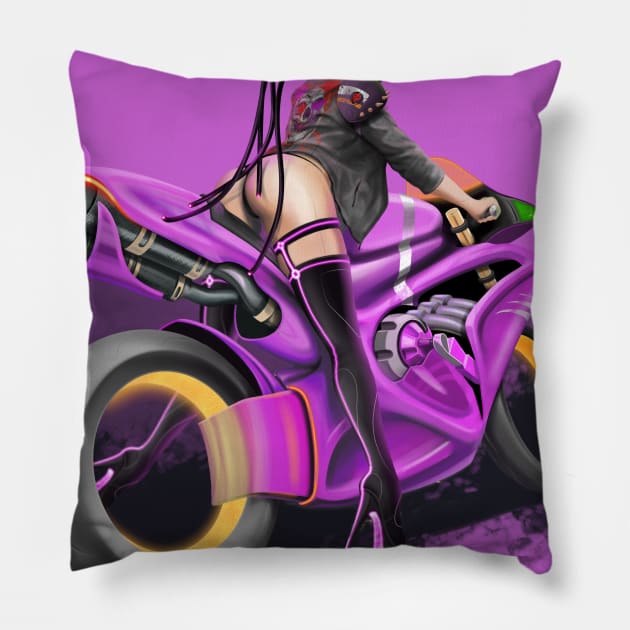 Cyberpunk girl Pillow by Matross art