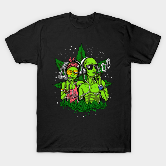 Alien Hippies Smoking Weed - Alien Weed - T-Shirt | TeePublic