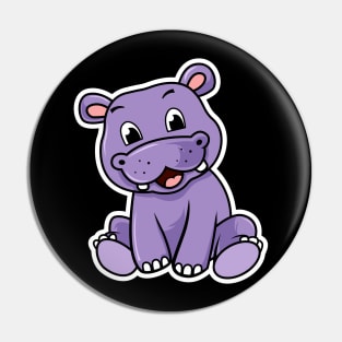 Hippo Cartoon Pin