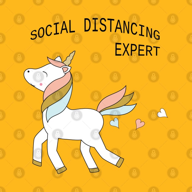 Unicorn - social distancing, black text by grafart