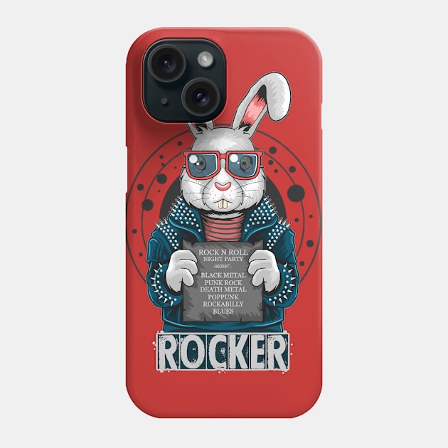 Rocker rabbit Phone Case by clickprint