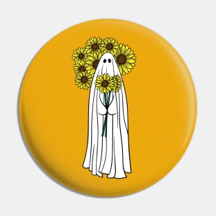 Boho Sunflower Ghost - Halloween Autumn Vibes Pin