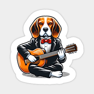 Beagle Playing Guitar Magnet