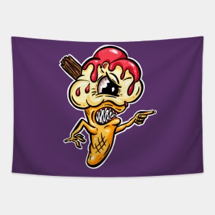 I Scream Ice Cream Monster Cartoon Tapestry