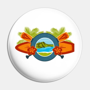 Hawaiian Island Ocean Sea Diamond Head Emblem Pin