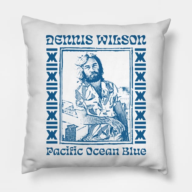 Pacific Ocean Blue / Original Vintage Style Design Pillow by DankFutura