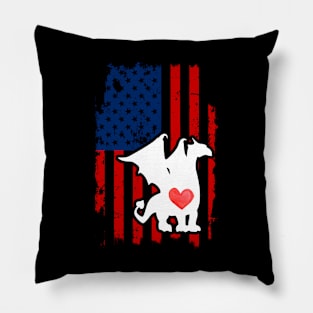 Dragon Merica Usa American Flag Pillow