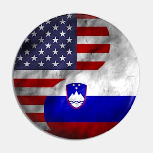 USA and Slovenia Dual Flag Yin Yang Combination Pin
