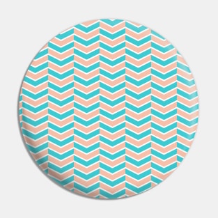 Turquoise, Peach, and White Chevron Arrow Pattern Pin