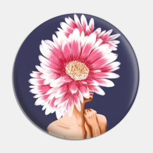 Girl with beautiful flowers instead of a head. Pin