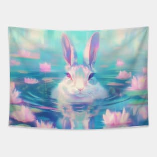 Water Rabbit Lotus Monet Tapestry