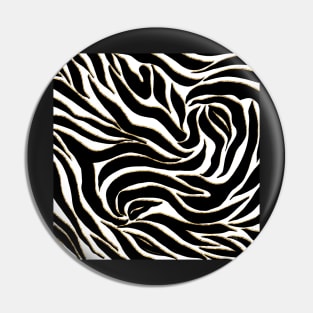 Elegant Black Gold Zebra White Animal Print Pin