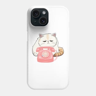 Sad Cat and Retro Rotary Dial Phone Phone Case