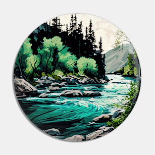 Swift River Scenery Pin