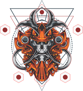 SAMURAI SKULL SACRED GEOMETRY Magnet