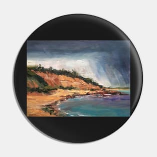 Rain Over the Bluff ~ oil painting Pin