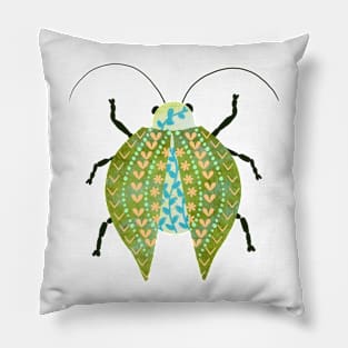 Green Folk Art Beetle Pillow