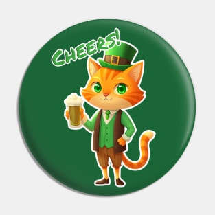 Lucky Cat Leprechaun Cheers! Pin