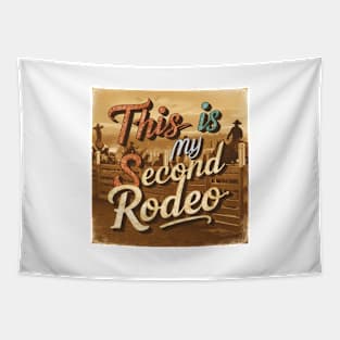 Dynamic Vintage Typography: 'This is My Second Rodeo Tapestry