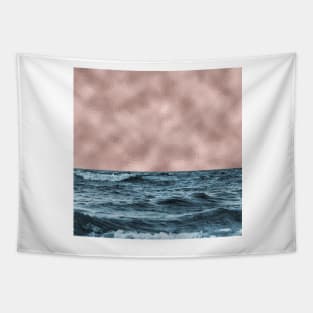 Rose gold skies over the ocean Tapestry