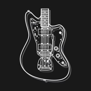 Offset Style Electric Guitar Body Outline Dark Theme T-Shirt