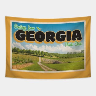 Greetings from Georgia - Vintage Travel Postcard Design Tapestry