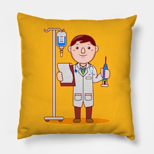 Cute Doctor Cartoon Pillow