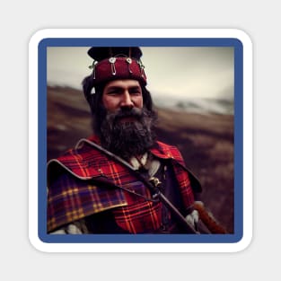 Scottish Highlander in Clan Tartan Magnet