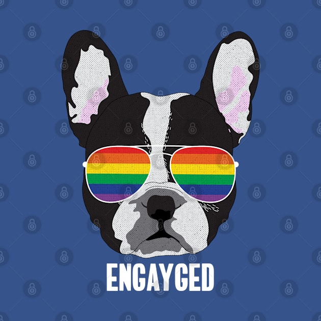 ENGAYGED - Boston Terrier Dog Gay Pride Flag by NightField